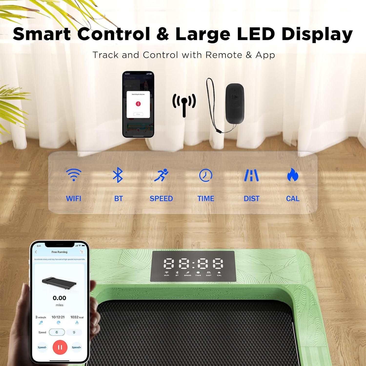 Walking Pad Treadmill, 3 in 1 Portable Under Desk Treadmill 300 lb Capacity, Treadmills for Home Small with Remote Control, 2.5 HP Low Noise Small Treadmill Jogging Running Machine with LED Display - Image 6