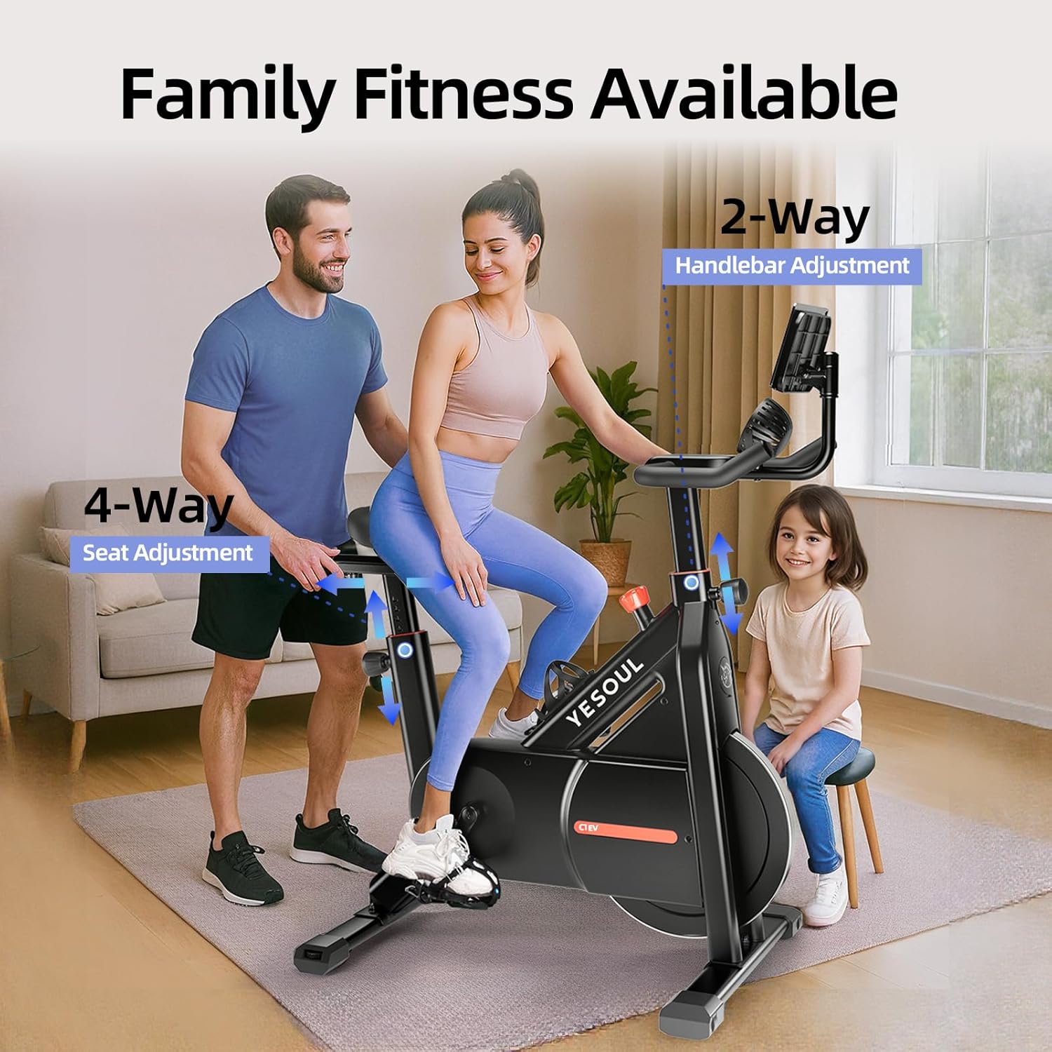 YESOUL Exercise Bike with Exclusive Smart App, Adjustable Magnetic Resistance & 300lbs Capacity, Indoor Stationary Cycling Bike with Stable Triangle Frame, Scenic Rides & Live Classes for Home Workouts - Image 8
