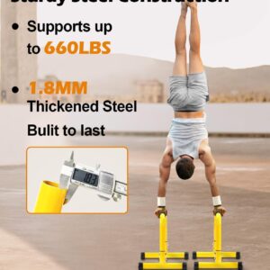 TABEKE Push Up Bar, 14” High Steel Parallettes & Dip Bar with Full Coverage Foam Handle, Heavy-Duty Calisthenics Parallel Bars for L-Sit, Dips, Home Gym Strength Training Workout