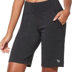 baleaf Women’s Bermuda Long Shorts 10″ Knee Length High Rise Athletic Shorts Pull On Workout Walking Golf Running Summer