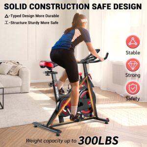 Exercise Bike, Wenoker Stationary Bike for Home, App Supported Indoor Bike with Silent Belt Drive, Heavy Flywheel, Multi-grips Handlebar and Upgraded Digital Display