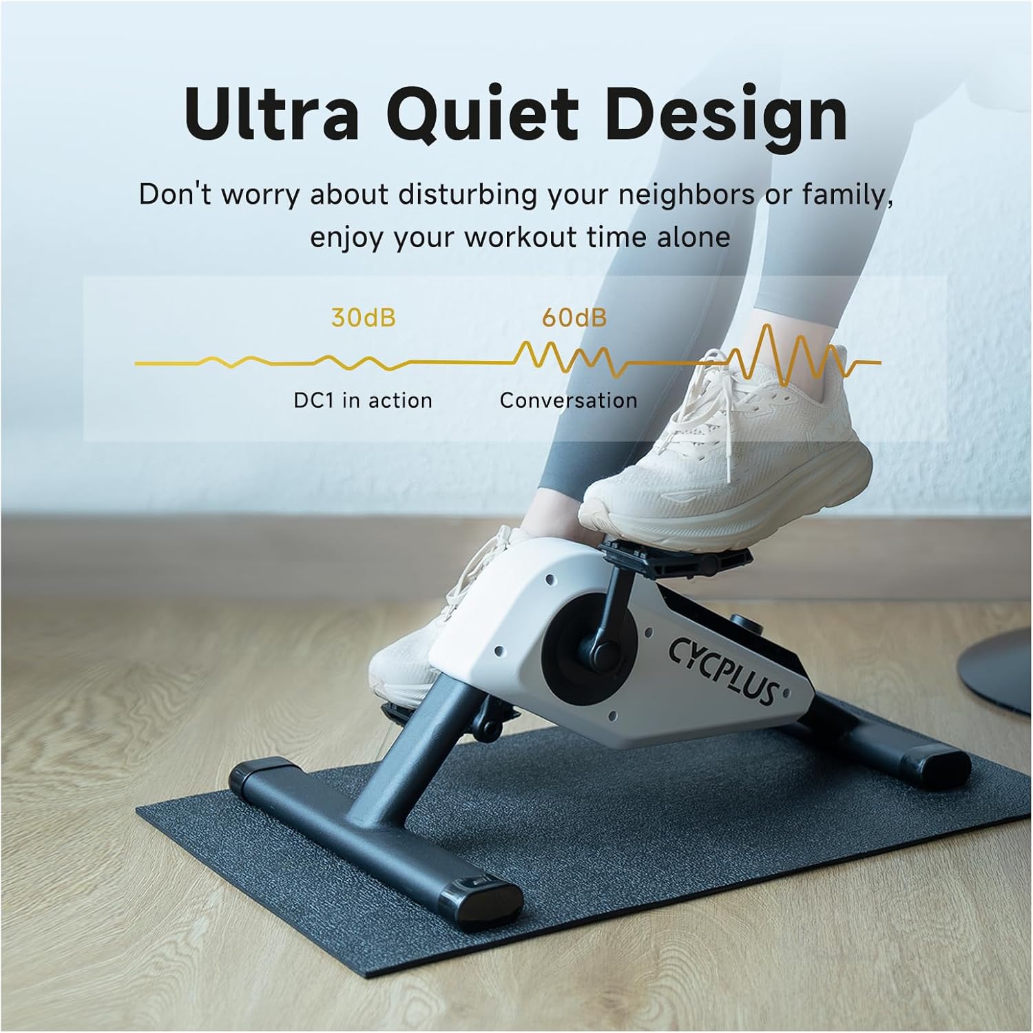 CYCPLUS DC1 Mini Pedal Exerciser, Self-Powered 160W Brushless Motor, ERG Mode & App Sync, Ultra-Quiet Magnetic Resistance, Compact for Office/Home (10.6lb, 0.18㎡ Space-Saving) - Image 7