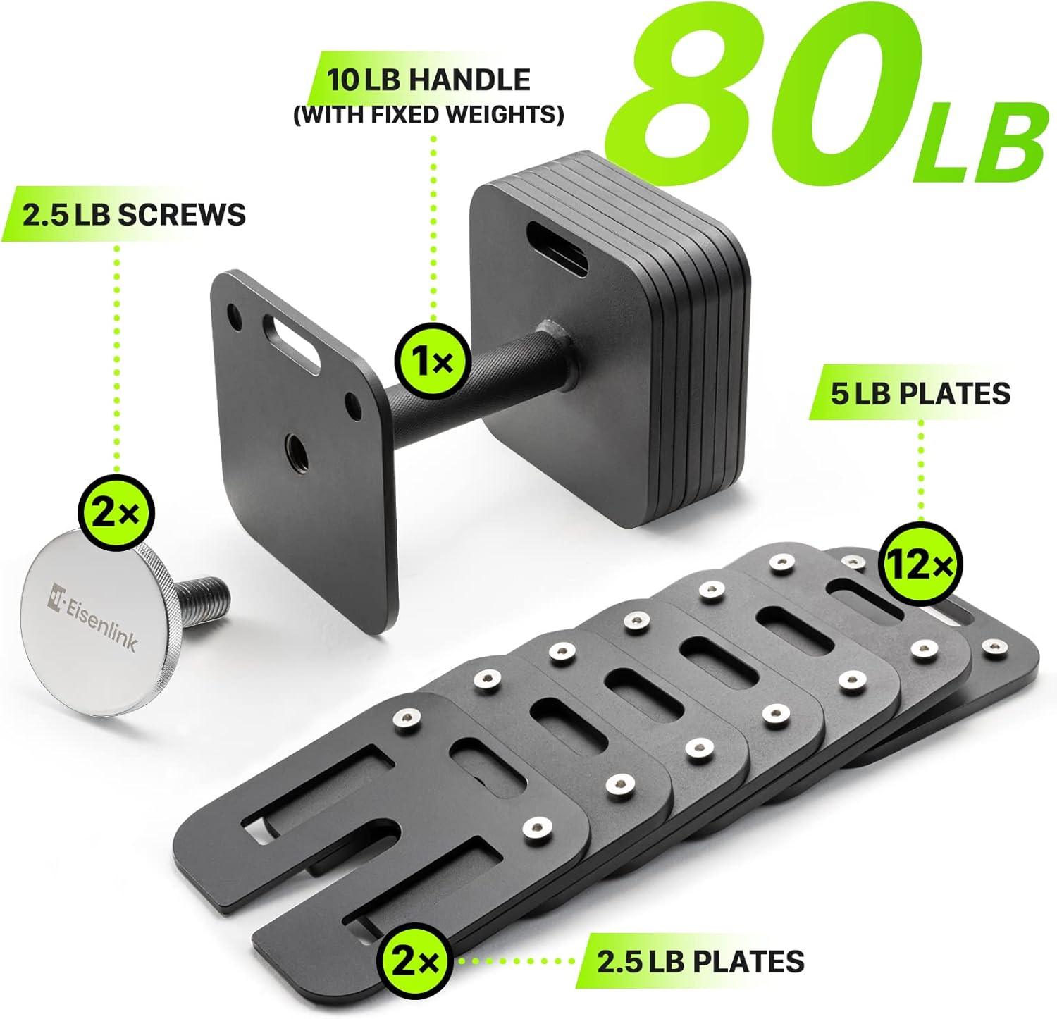 Adjustable Dumbbell Set, 10-50/80lb, 5lb Increments, Quick-Lock Square Weight Dumbbells for Home Gym Fitness (50/80lb×2) - Image 5