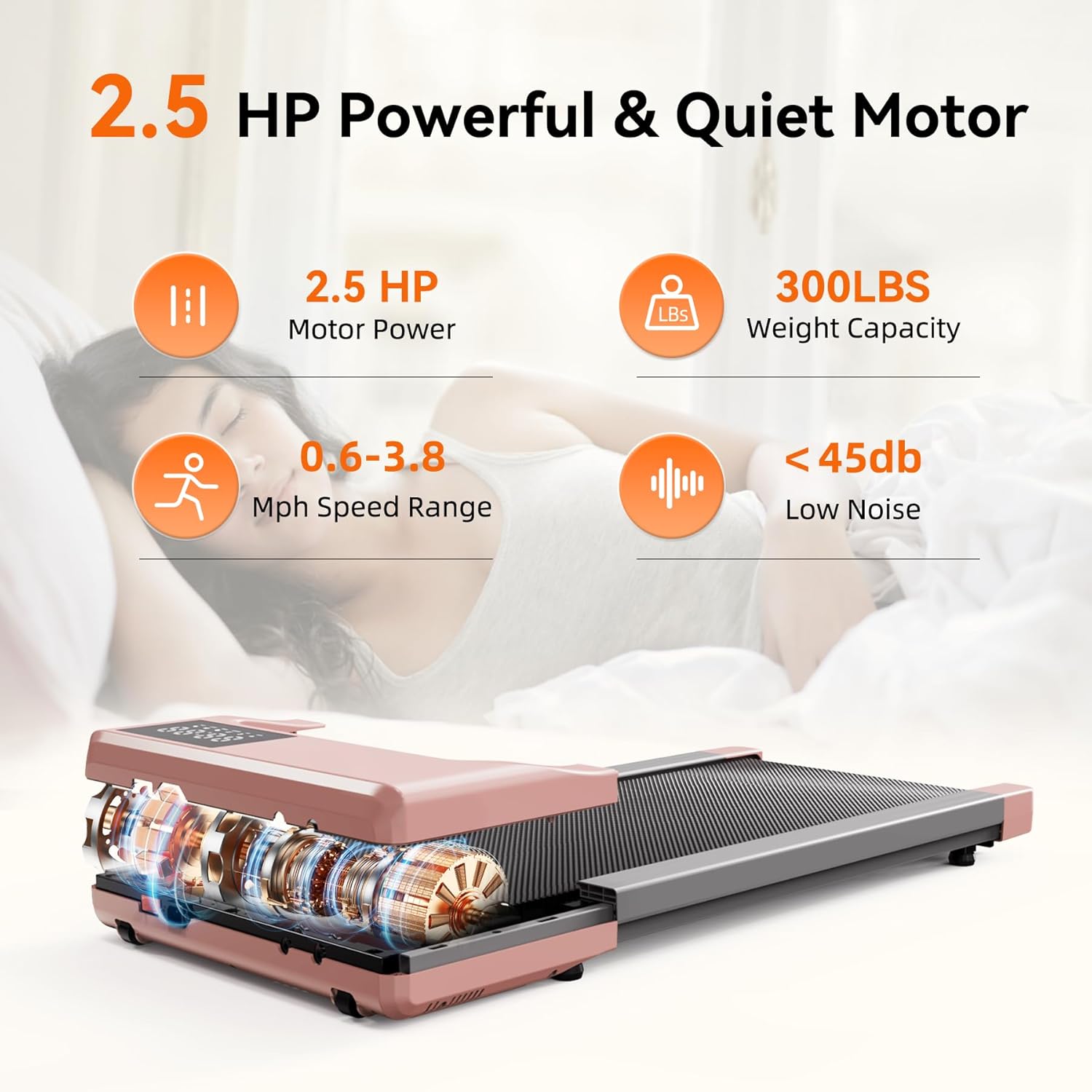 Walking Pad Treadmill, Smart Walking Pads, 2.5HP Under Desk Treadmill for Home Office Use, Remote Control & App-Enabled, No Assembly Required - Image 5