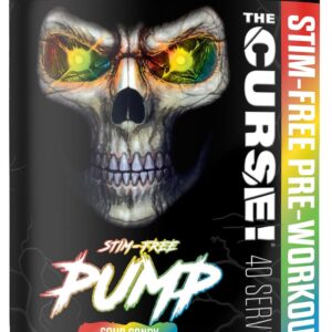JNX SPORTS The Curse! Pump – Stim-Free Pre-Workout | Sour Candy 40 Serves | Caffeine-Free Pump Pre Workout, Non-Stim Nitric Oxide Preworkout for Men & Women