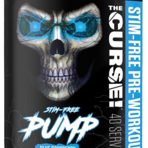 JNX SPORTS The Curse! Pump – Stim-Free Pre-Workout | Blue Raspberry 40 Serves | Caffeine-Free Pump Pre Workout, Non-Stim Nitric Oxide Preworkout for Men & Women