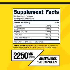 Primaforce Nitric Oxide Booster (2,250mg, 120 Capsules) – 40 Servings of Our Nitric Oxide Boosting Blend for Pre-Workout and Post-Workout