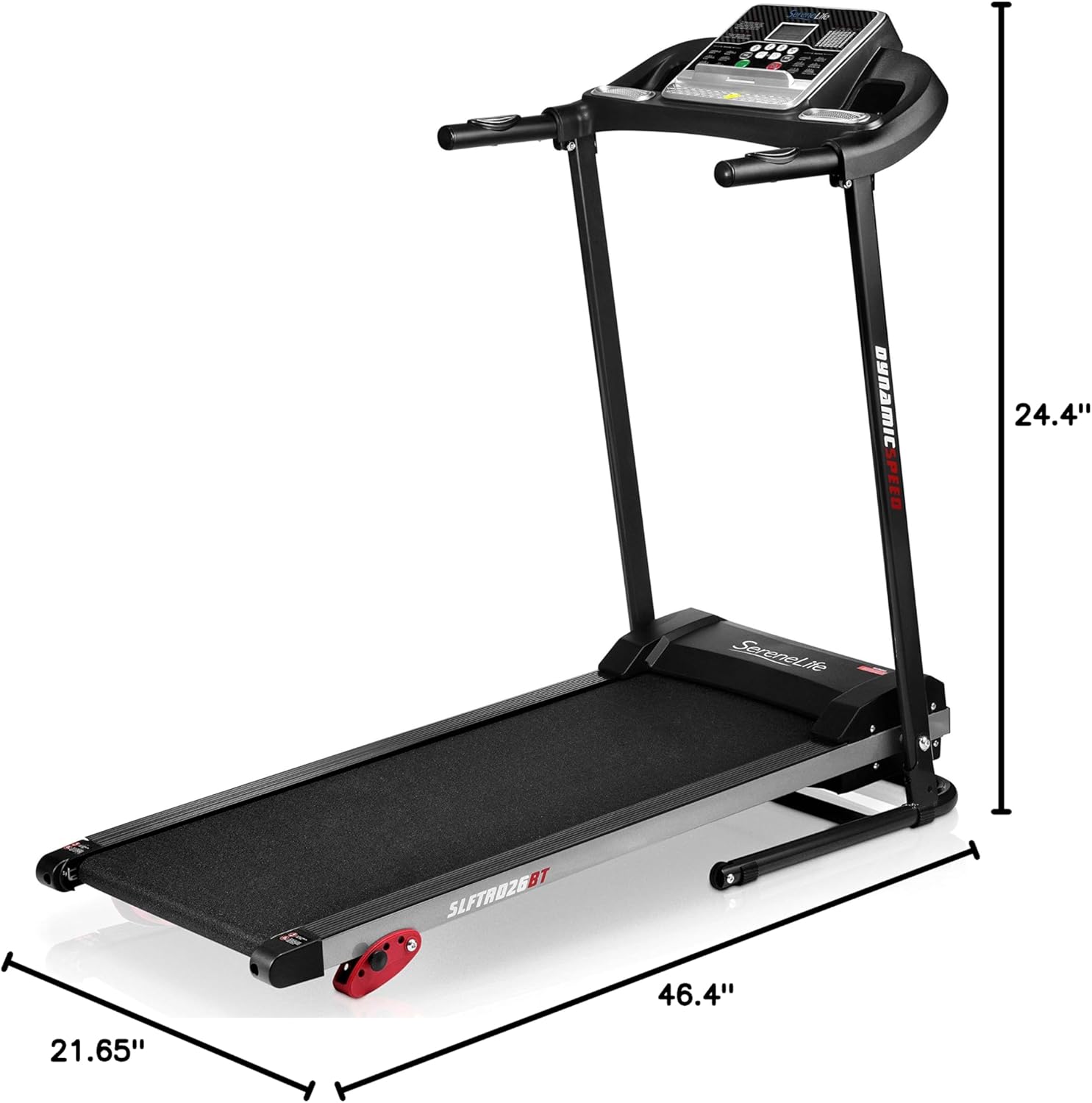 SereneLife Electric Folding Treadmill Exercise Machine - Smart Compact Digital Fitness Treadmill Workout Trainer w/Bluetooth App Sync, Manual Incline Adjustment, for Walking, Running, Gym - Image 8