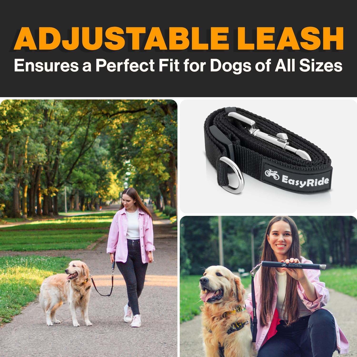 V2.0-180° Rotating Dog Bike Leash - with Shock Absorbers and Quick Attach Mechanism | Carbon Fiber | Detachable, Adjustable for The Smoothest Ride- Patent Pending (Black) - Image 5