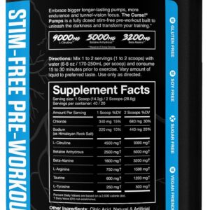 JNX SPORTS The Curse! Pump – Stim-Free Pre-Workout | Blue Raspberry 40 Serves | Caffeine-Free Pump Pre Workout, Non-Stim Nitric Oxide Preworkout for Men & Women