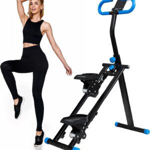 Stair Stepper for Home Gym Exercise, Vertical Climber Exercise Machine for Full Body Workout, Compact Folding Cardio Exercise Climber with Adjustable Handlebar (Blue)