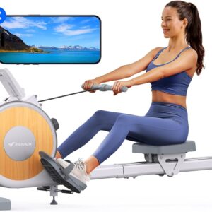 MERACH Rowing Machines for Home, Magnetic Rowing Machine with 16 Levels, Rower Machine of Quiet Resistance, Dual Slide Rail with Max 350lbs Weight Capacity, App Compatible