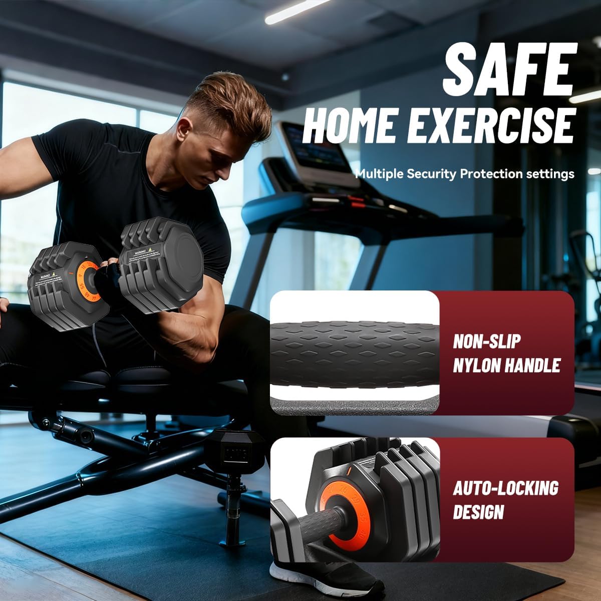 Adjustable Dumbbell Set of 2 with Quick Adjust and Anti-Slip Texture Handle for Home Gym, Free Weights Dumbbells Set with 55 lbs Pair 110 lbs, 10 in 1 for Men/Women Gym Equipment - Image 7