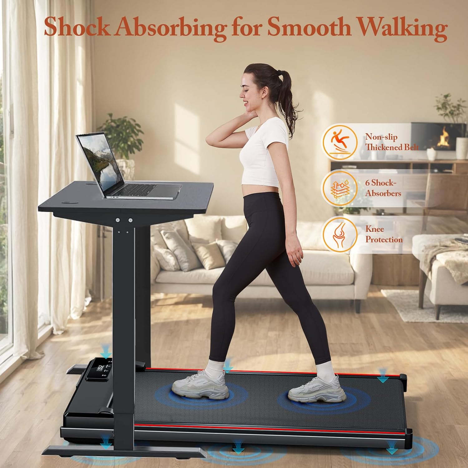 Incline Treadmill for Home, 300+ lb Capacity, Quiet Foldable Treadmills with Handle Bar, Compact Running Machine Walking Pad with APP - Image 2