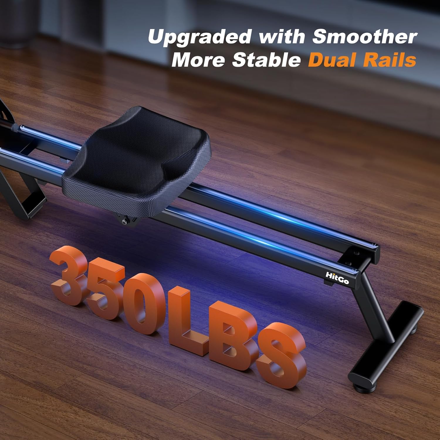 Magnetic Rowing Machine for Home Use, Foldable Rower with 32 Levels of Silent Resistance, LED Light Effects, Compact Dual Slide Rail, Max 350lb Capacity, Bluetooth & App Compatible - Image 5