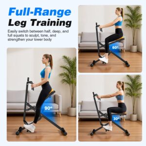 OWLSKY Squat Rowing Machine for Home Gym, Compact Foldable Squat Exercise Machine with LCD Monitor, Low-Impact Workout, Adjustable Seat, 350 LBS, Full-Body Fitness Equipment