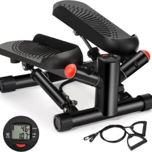 Steppers for Exercise at Home, Upgraded Mini Stepper Machine with 10DB Super Quiet, Air-Powered Stair Stepper with Resistance,Twist Stepper for Full Body Workout