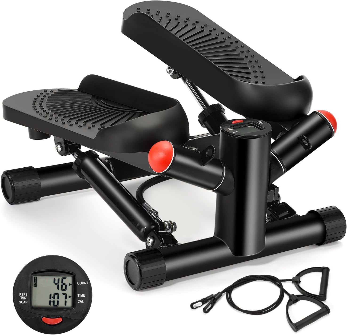 Steppers for Exercise at Home, Upgraded Mini Stepper Machine with 10DB Super Quiet, Air-Powered Stair Stepper with Resistance,Twist Stepper for Full Body Workout