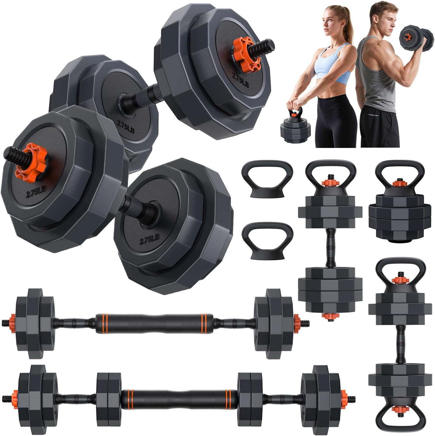 Adjustable Dumbbells Set, 45/65/85 lbs Free Weight Set with Connector, 4 in1 Dumbbells Set for Home Gym Workout