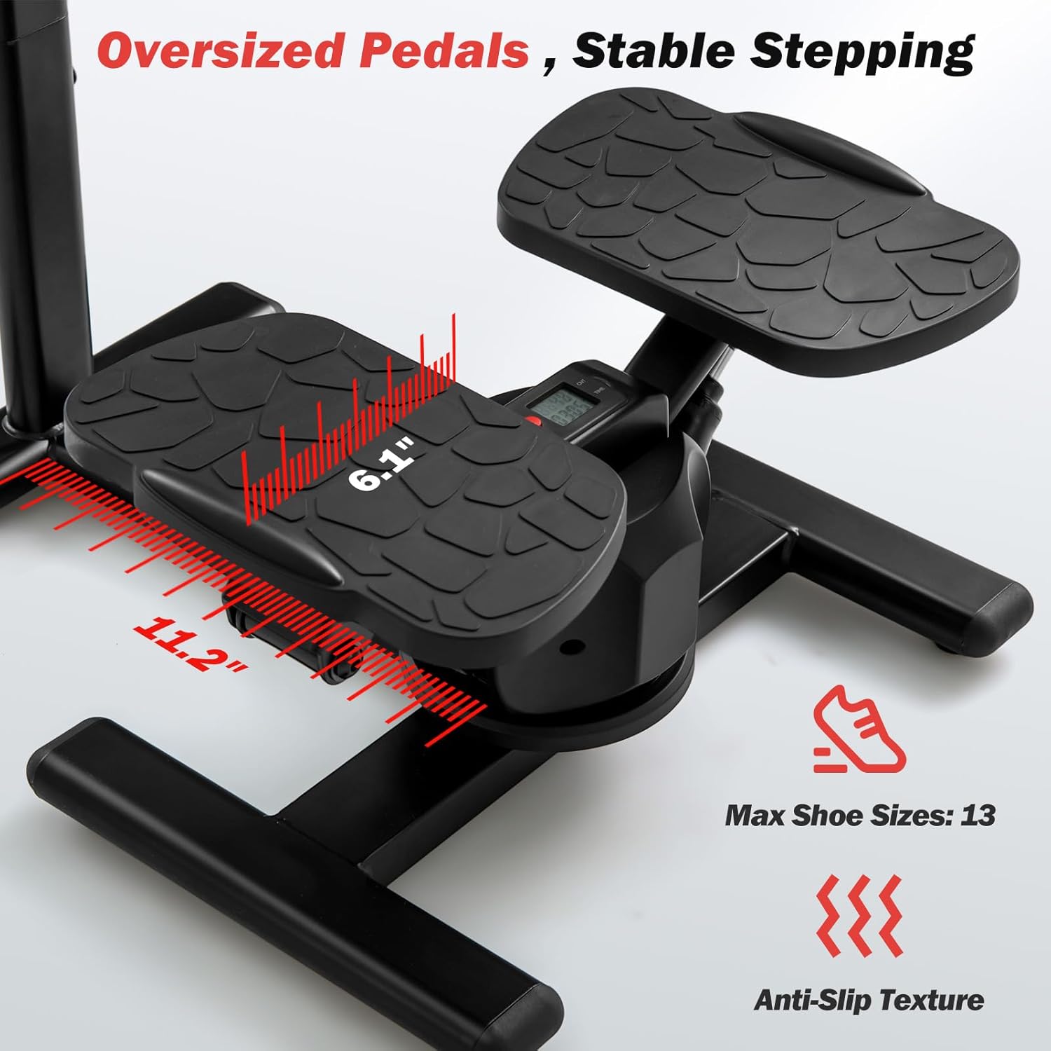 GYMAX Exercise Stepper with Handle Bar, 330 LBS Twist Stepper with LCD Monitor & Oversize Pedals, Portable Hydraulic Mini Stair Stepper for Home Aerobic Workout Fitness - Image 8