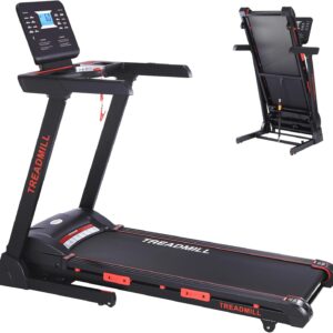 Treadmill with Auto Incline,Running Machine with Heart Sensor,3.5 HP Quiet Brushless,8.7 MPH, Shuttle Buttons,48 * 18in Running Area,Folding Treadmill for Home Office Indoor Cardio Exercise