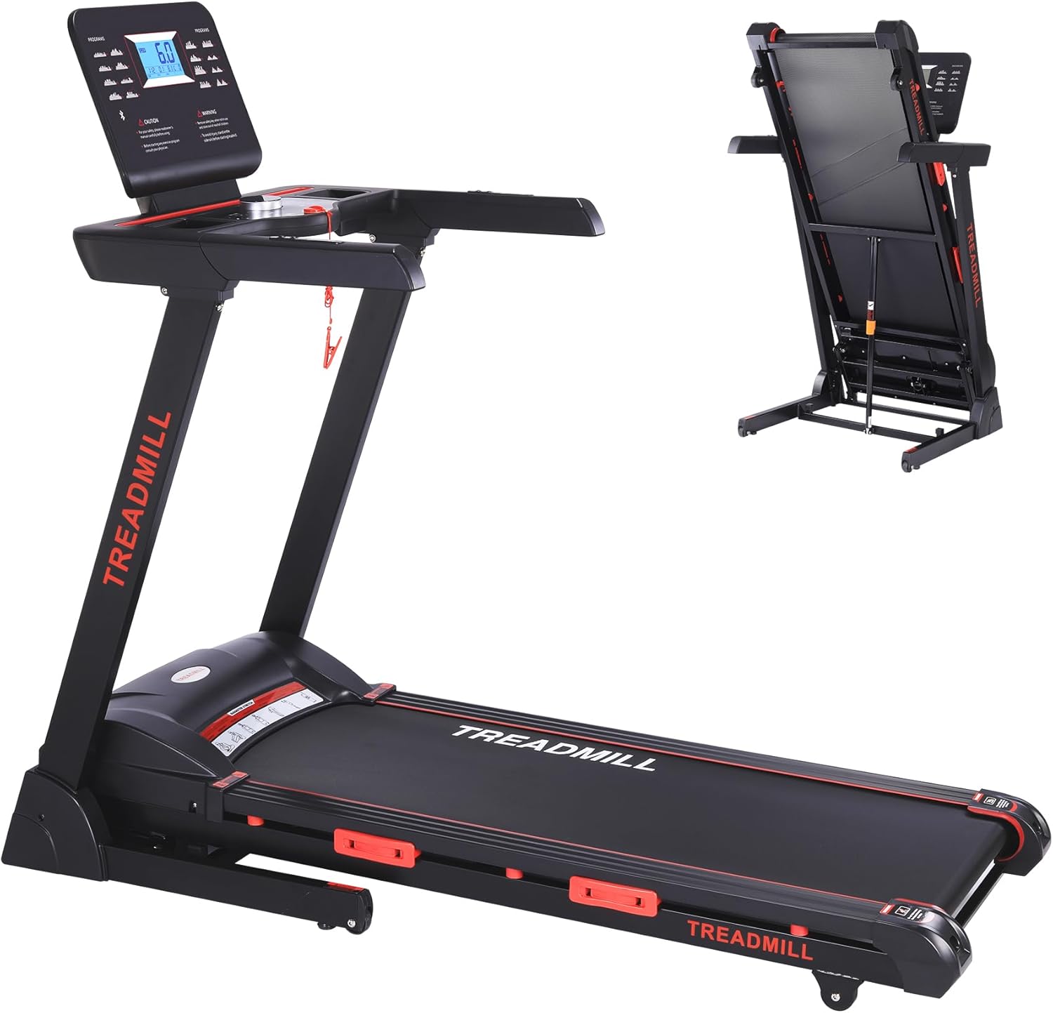 Treadmill with Auto Incline,Running Machine with Heart Sensor,3.5 HP Quiet Brushless,8.7 MPH, Shuttle Buttons,48 * 18in Running Area,Folding Treadmill for Home Office Indoor Cardio Exercise