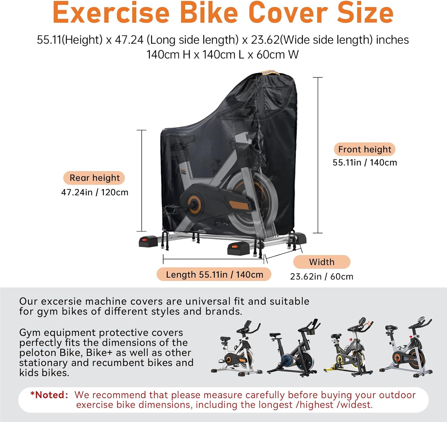 Stationary Bike Cover Waterproof Outdoor,Upright Exercise Bike Cover with Air Vent,Waterproof Strip,4 Windproof Buckles,All Weather Large Cover for Peloton Bike,Suitable for Peloton Bike+ and Schwinn - Image 6