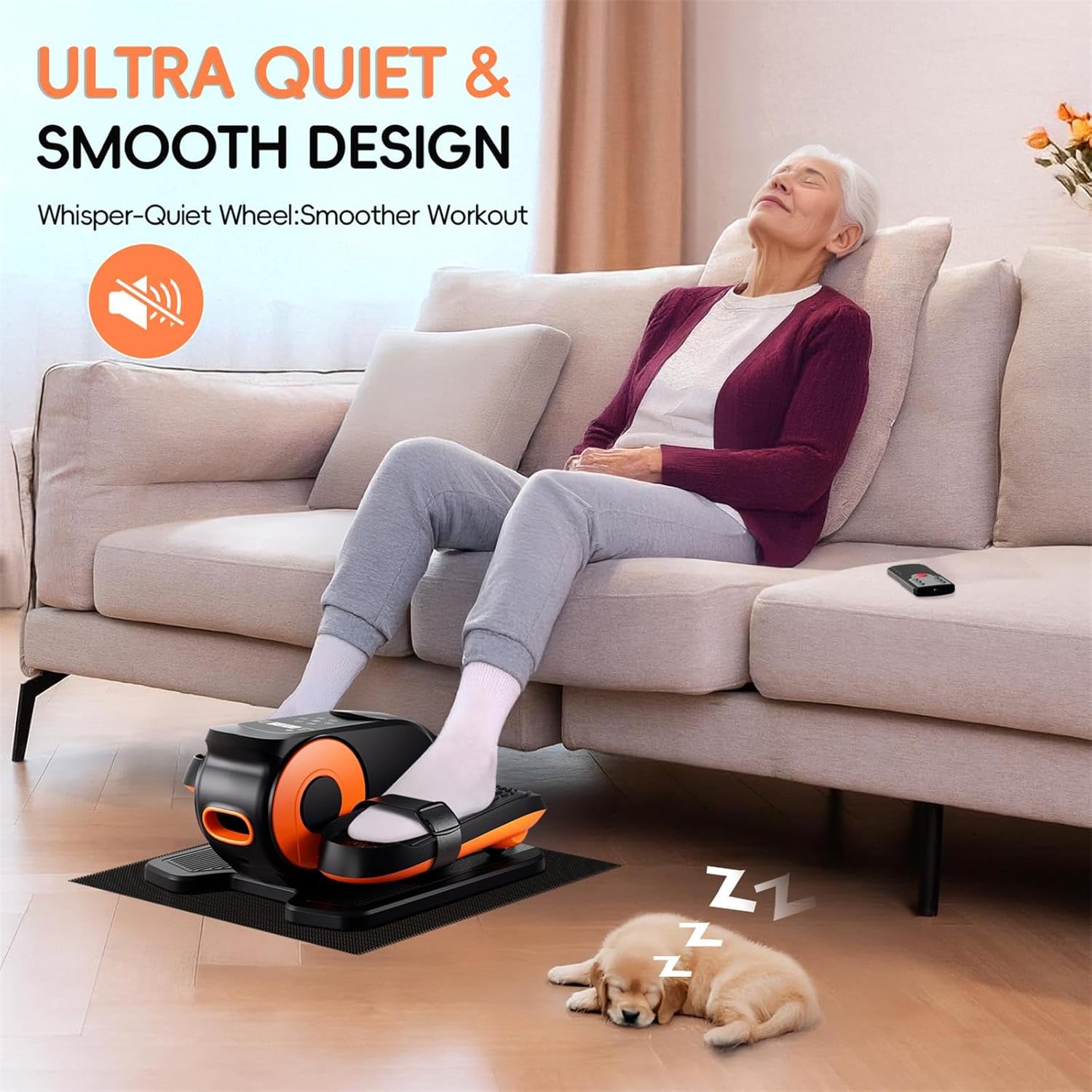 Under Desk Elliptical Machine, Morelax Ellipse Leg Exerciser for Seniors Fully Assembled, Quiet & Portable Electric Seated Pedal Exerciser with Remote Control & 12 Adjustable Speeds - Image 5