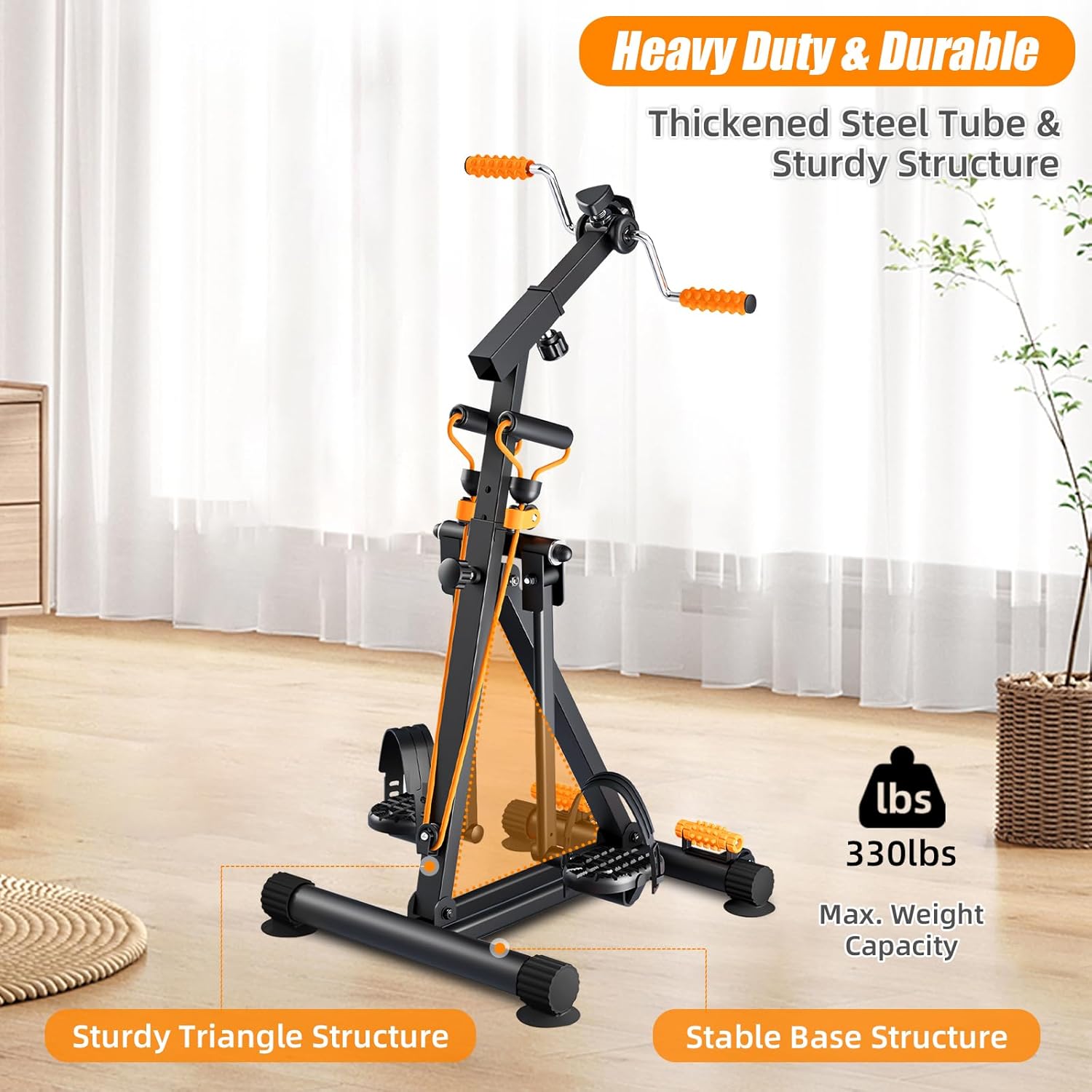 Pedal Exerciser with Arm Rope Pull Exercise & Foot Massage - 15"Wร19โDร37โH Floor Peddler Exerciser for Elderly, Leg Swing Exercise, Metal Stroke Recovery Pedal Exercise Equipment, with Digital Display, Black - Image 5
