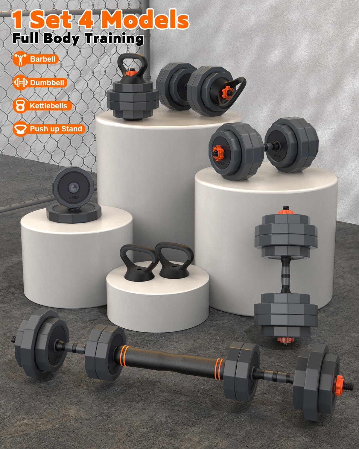 Adjustable Dumbbells Set, 45/65/85 lbs Free Weight Set with Connector, 4 in1 Dumbbells Set for Home Gym Workout - Image 2