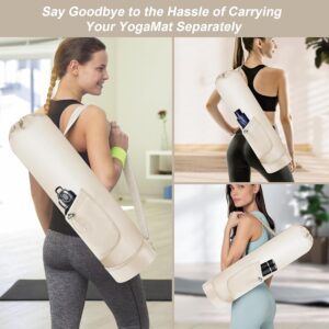 Yoga Mat Bag with Water Bottle, Full Zip Yoga Mat Carrier with Adjustable Strap and Pocket, Waterproof for Women and Men