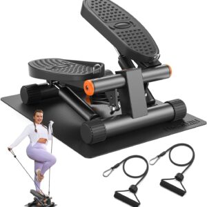 Niceday Steppers for Exercise, Stair Stepper with Resistance Bands, Mini Stepper with 300LBS Loading Capacity, Hydraulic Fitness Stepper with LCD Monitor
