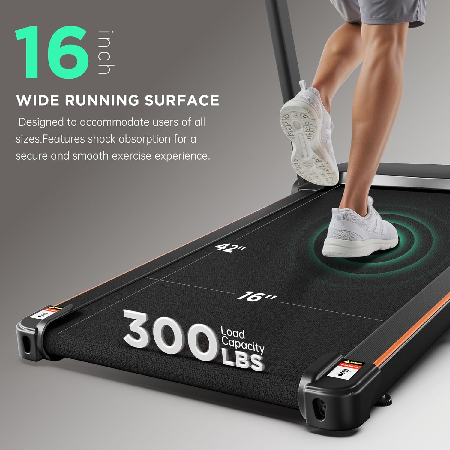 Treadmill with 0-15% Auto Incline, 3.5HP Quiet Brushless Foldable Treadmills for Home, Small Space Portable Running Walking Machine, 300 Lbs Capacity with Bluetooth APP & Pulse Monitor - Image 5