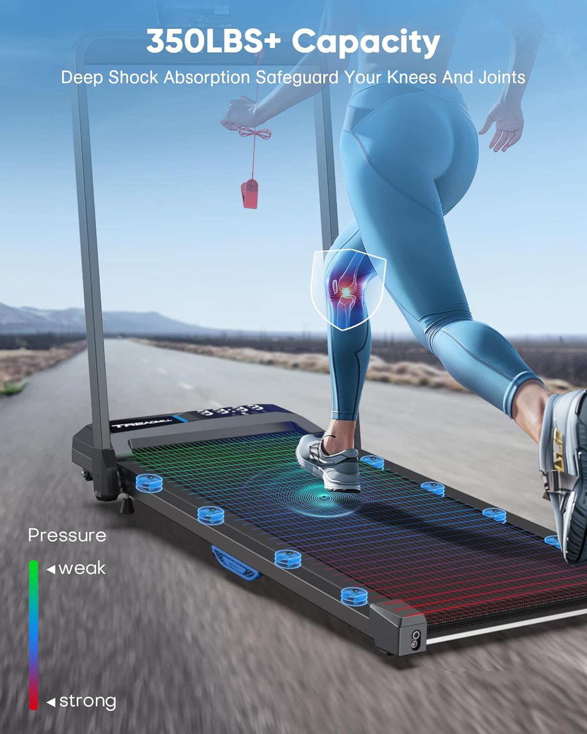 COZYINN 10% Incline Walking Pad - 2.5HP 4MPH/7.6MPH 265/340+lb Capacity Treadmills for Home, Portable Foldable Adjustable Incline Treadmill with Wide Running Area, Mute Control, Works with KINOMAP - Image 6