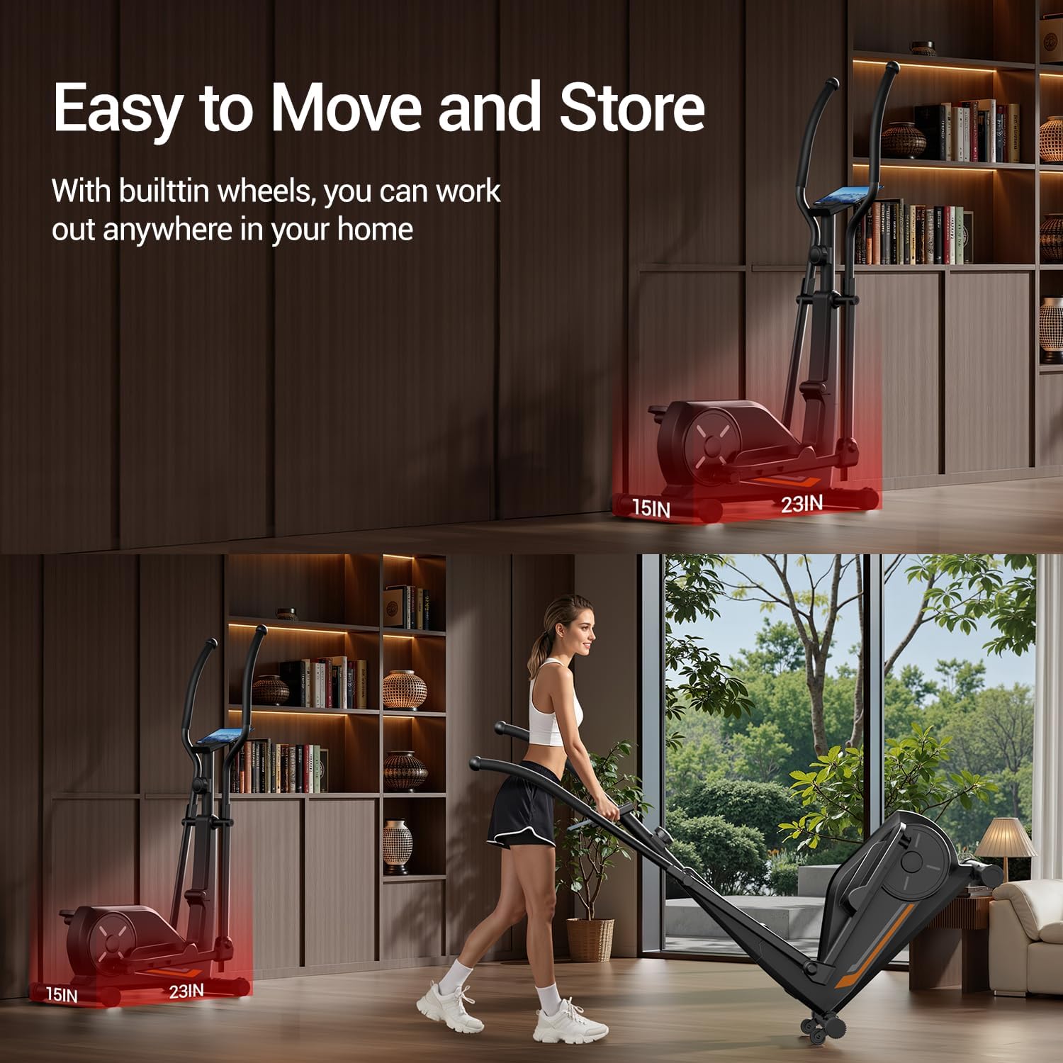 CURSOR FITNESS Elliptical Machine, Elliptical Exercise Machine for Home, Elliptical Training Machines with 8 Levels Resistance, Silent Magnetic Elliptical Trainer with 12" Stride and LCD Monitor - Image 8