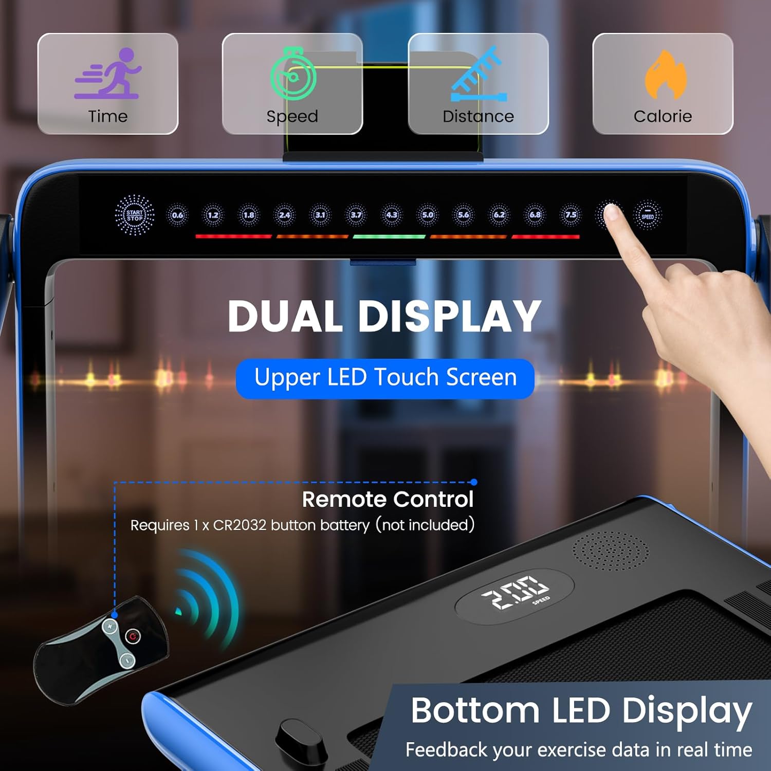 GYMAX Walking Pad, Dual LED Display Free Installation Running Machine w/Smart App/Remote Control & Bluetooth Speaker, 2 in 1 Foldable Portable Under Desk Treadmill for Small Space Home Office - Image 6