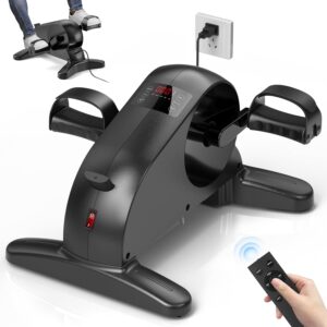Motorized Mini Exercise Bike Electric Pedal Exerciser for Seniors，Under Desk Bike Pedal Exerciser for Arm/Leg Fitness & Physical Therapy,Manual/Auto Speed Adjustment Leg Exercise Equipment