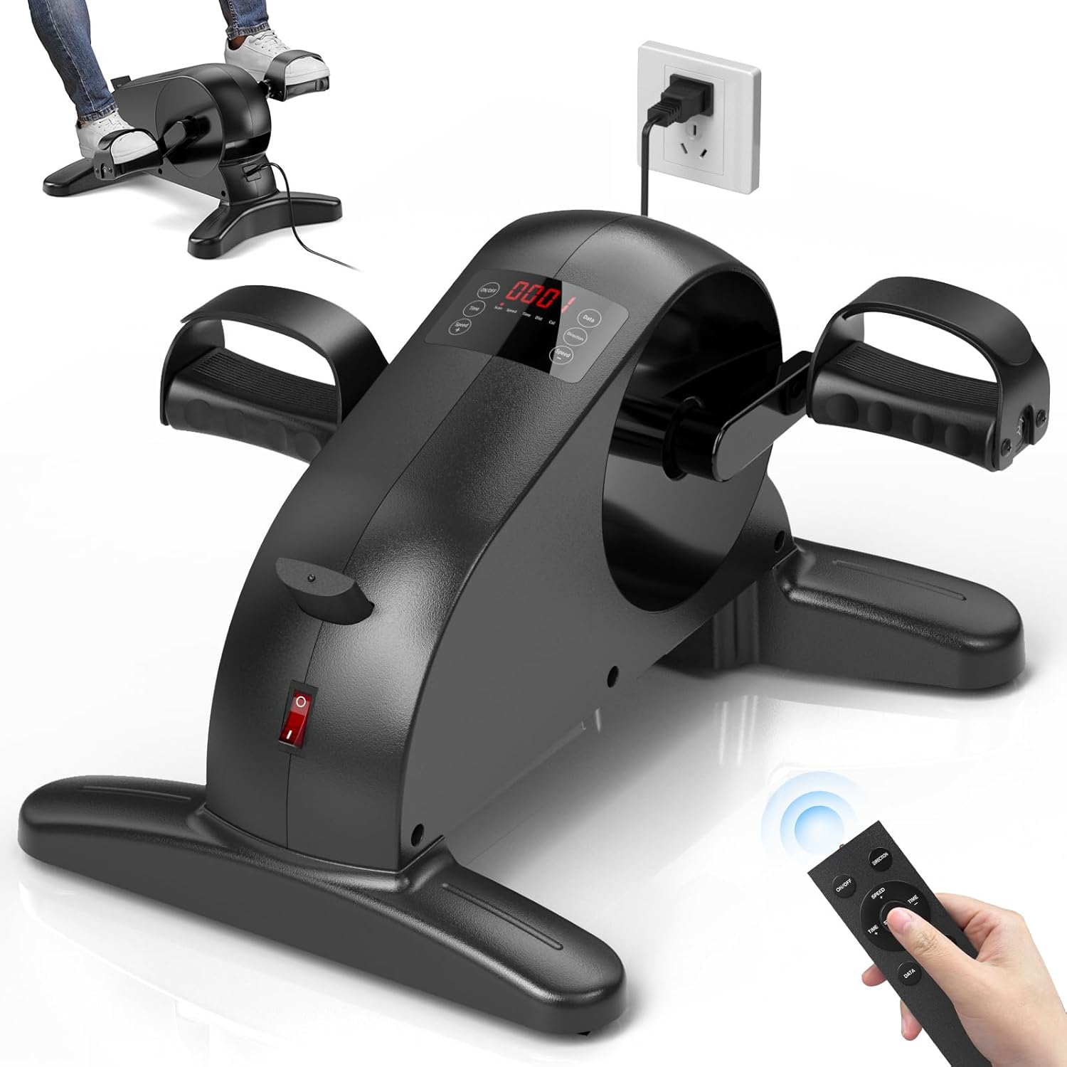 Motorized Mini Exercise Bike Electric Pedal Exerciser for Seniors,Under Desk Bike Pedal Exerciser for Arm/Leg Fitness & Physical Therapy,Manual/Auto Speed Adjustment Leg Exercise Equipment