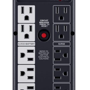 CyberPower CP1500AVRLCD3 Intelligent LCD UPS System, 1500VA/900W, 12 Outlets, 2 USB Ports, AVR, Mini Tower, Black