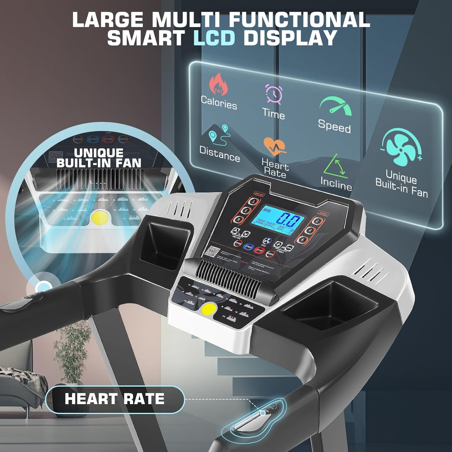 Treadmill with 15% Auto Incline, FUNMILY 3.25HP Heavy Duty Treadmill for Home, 300 lb Weight Capacity Folding Running Machine, Smart App Control/Shock Absorption/Bluetooth Speaker/Large LED Display - Image 2