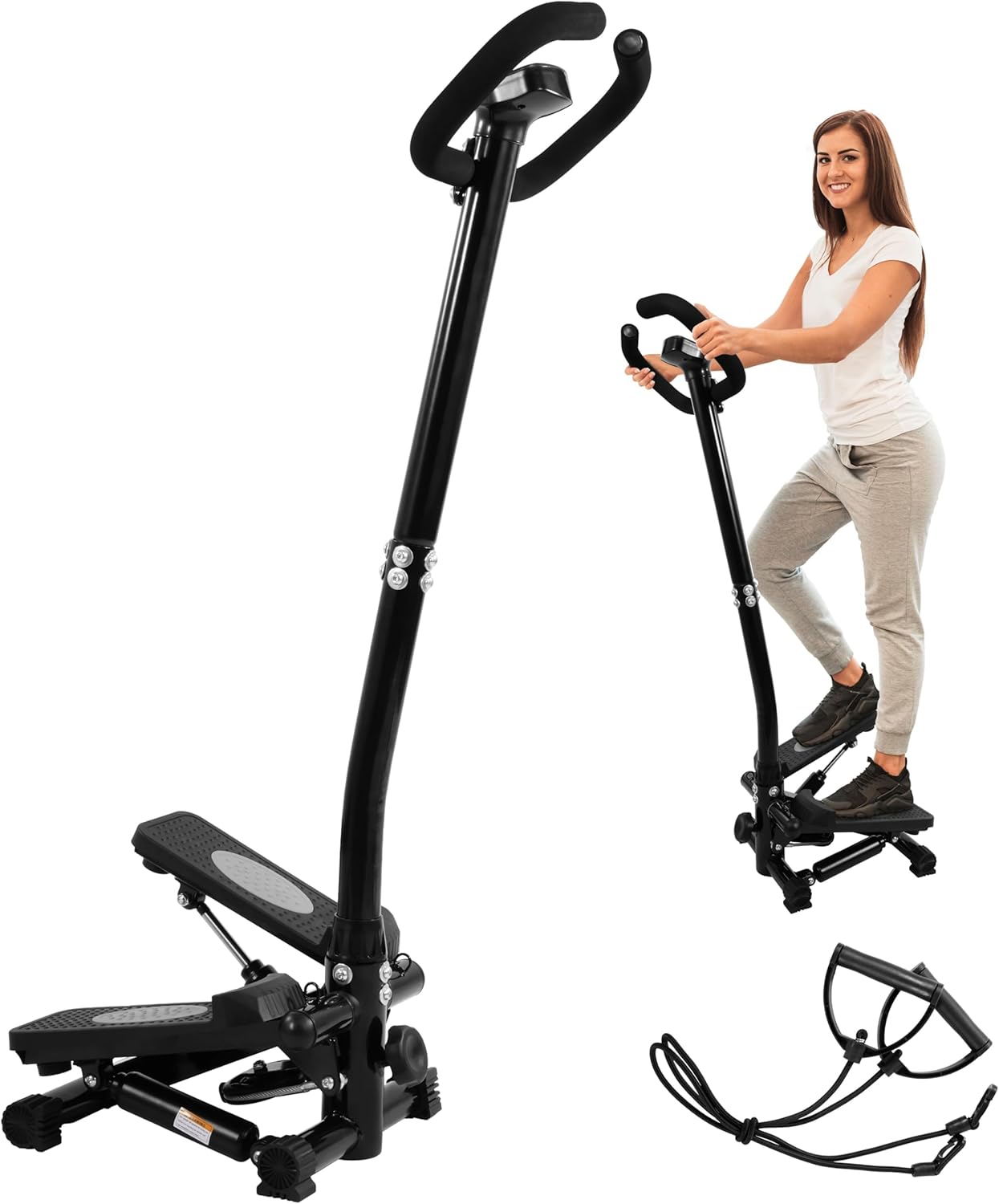 Steppers for Exercise, Stair Steeper with Resistance Bands, Portable Stepper Capable of Full-Body Exercise, Low Noise and Smooth, Bear 300 lbs