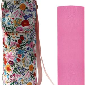 ESVAN Yoga Mat Bag with Multi Pockets Drawstring Yoga Mat Carrier Pilates Exercise Multi-Functional Storage Bag