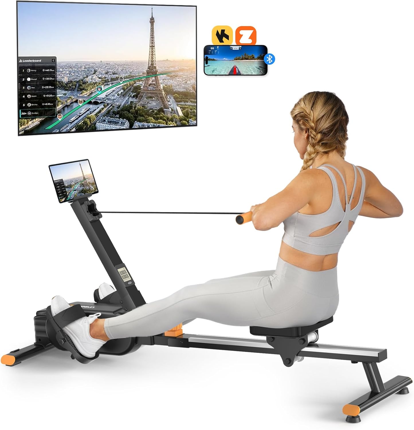 Magnetic Rowing Machines for Home, Rower Machine with 16 Levels Powerful Silent Magnetic Resistance, 350lbs Weight Capacity, LCD Monitor, Silent Rail System, Compact Row Machine for Home Gym Exercise - Image 2