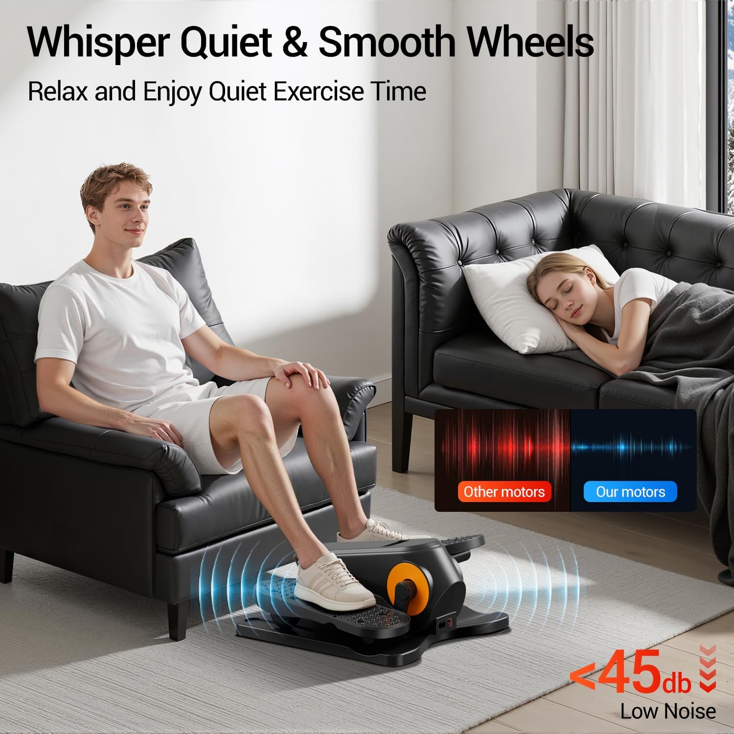 Under Desk Elliptical Machine, Electric Ellipse Leg Exerciser as Seen on Tv for Seniors, Quiet Portable Seated Pedal Exerciser with Remote Control, 12 Adjustable Speeds, Auto & HR Mode for Home Office - Image 5