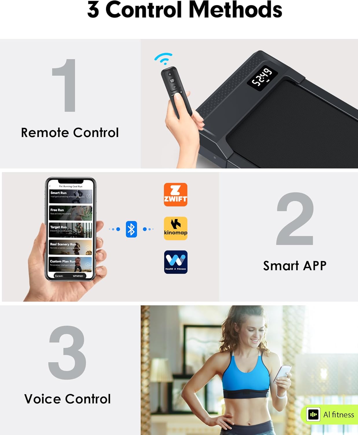 WELLFIT Walking Pad Treadmill with 10% Incline, Under Desk Treadmills for Home Office, Portable Small Walking Pad with Remote Control, 265 lbs Capacity, 2.5HP, Work with KINOMAP Apple Health - Image 6