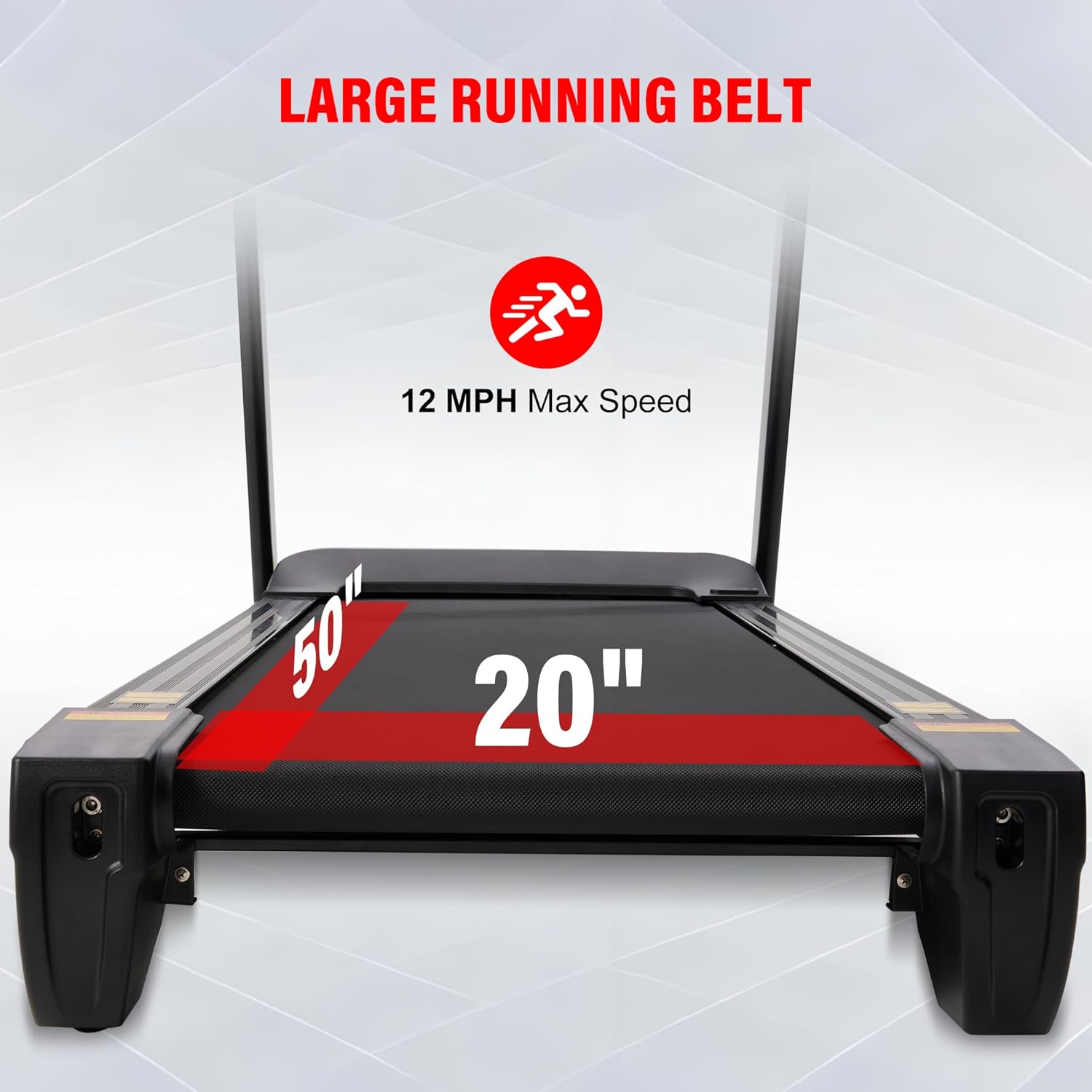 ECHANFIT Heavy Duty Treadmill for Home, 20% Auto Incline Treadmill 400 LB Capacity, 20" Wide Deck, 0.6-12 MPH, LED Display, Bluetooth Speaker, Foldable with App - Image 4
