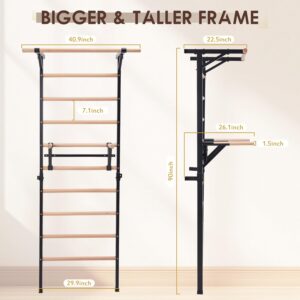 Solid Beechwood Stall Bar – Wall-Mounted Gymnastics Wall Ladder, Durable Beech Wood Rungs Resist Cracking, Perfect for Pull-Ups, Stretching & Home Gym