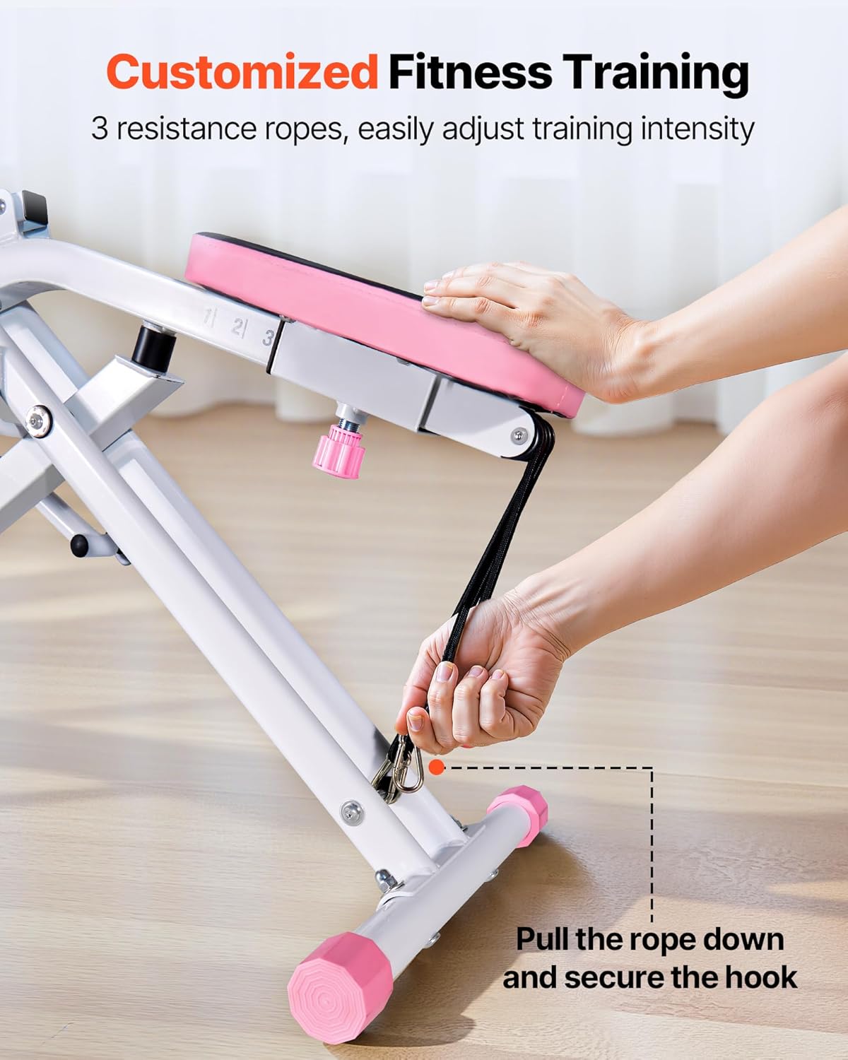 VEVOR Squat Machine, Deep Squat Rowing Machine for Home, Easy Setup & Foldable Exercise Equipment, Glute Trainer Machine with 3 High-Strength Resistance Bands, Glutes & Leg Home Workout Machine - Image 5