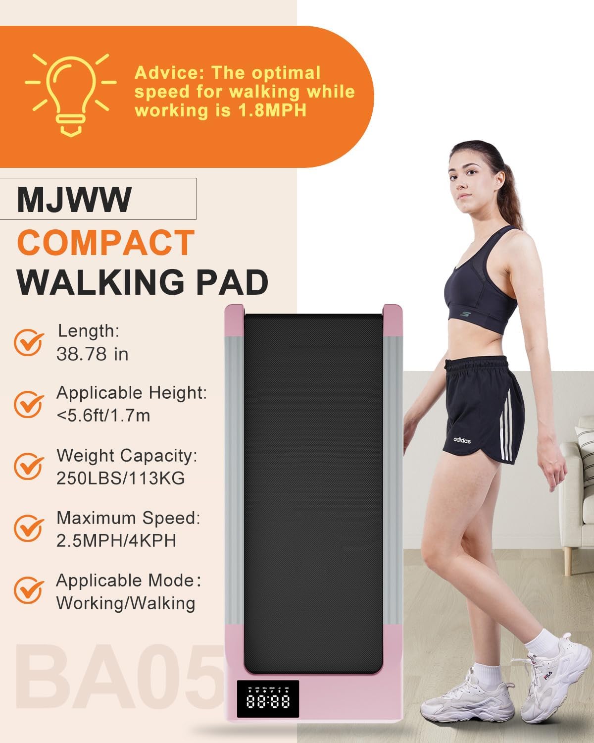 Walking Pad Treadmill, Smart Walking Pads, 2.5HP Under Desk Treadmill for Home Office Use, Remote Control & App-Enabled, No Assembly Required - Image 6