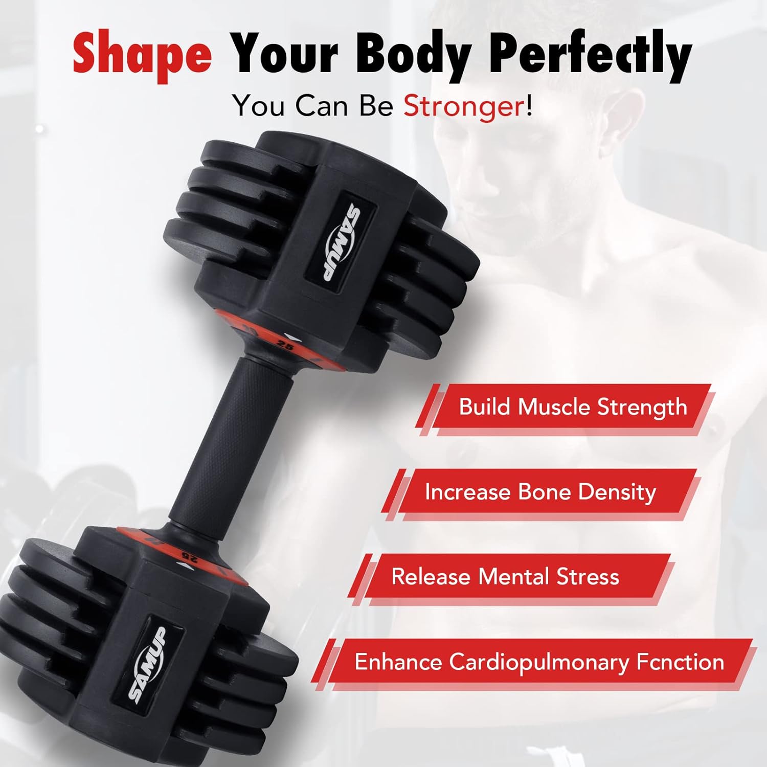 25/55 lbs Pair Adjustable Dumbbells Set, Dumbbells with Anti-Slip Metal Handle for Exercise & Fitness Fast Adjust Weight for Full Body Workout Fitness - Image 4